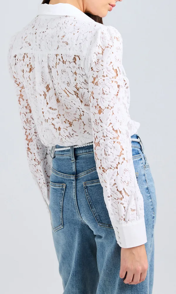 White Poplin Lace Shirt