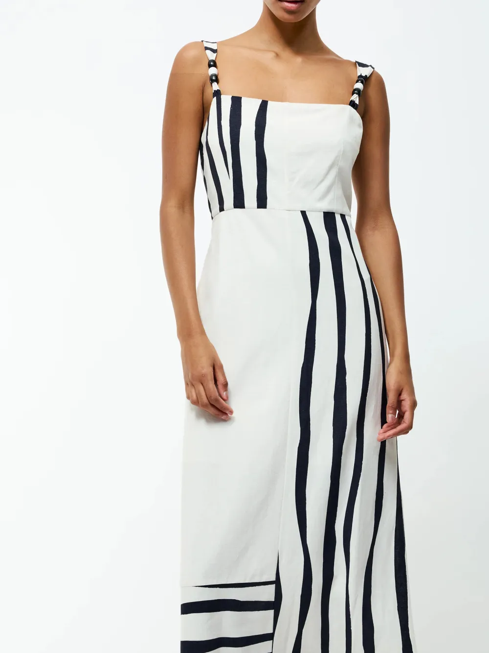 Creative Wave Stripe Square Neck Dress