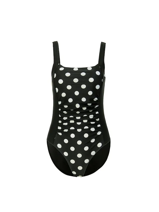 Women's Swimwear One Piece Normal Swimsuit Quick Dry Tummy Control Solid Color Black White Bodysuit Bathing Suits Sports Beach Wear Summer