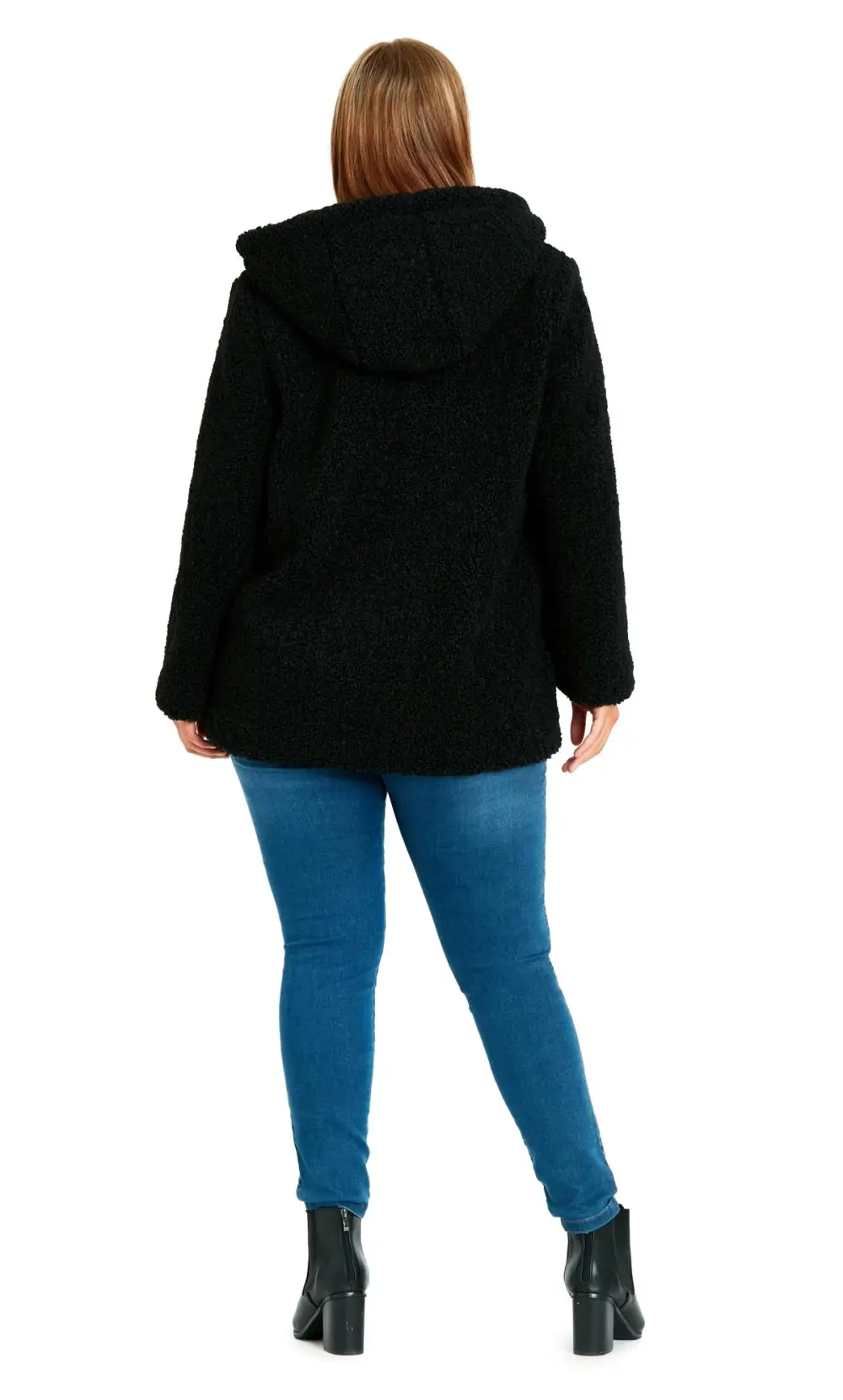 Evans Black Teddy Hooded Jacket