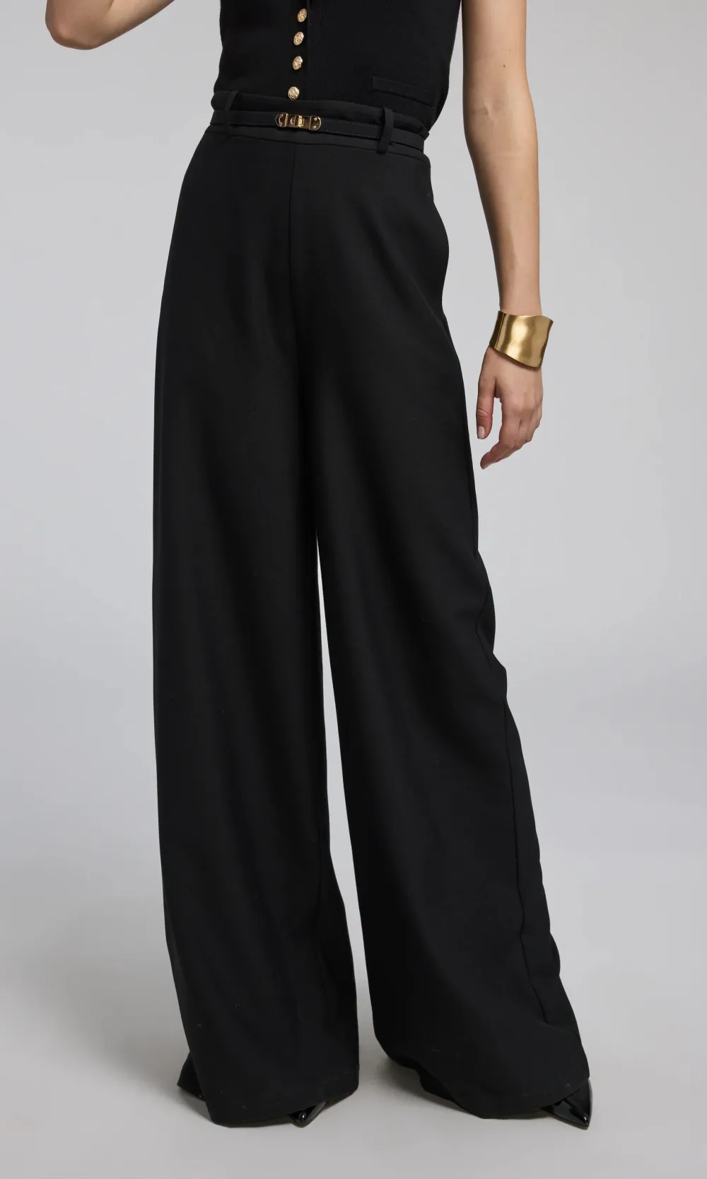 Turn-Lock Belted Wide Leg Pants