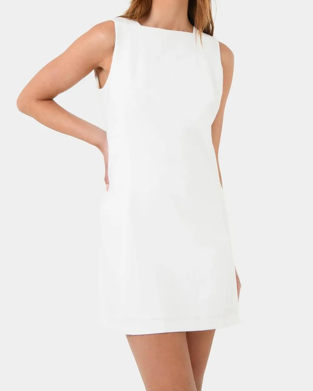 Square Neck Panel Dress -Lvory