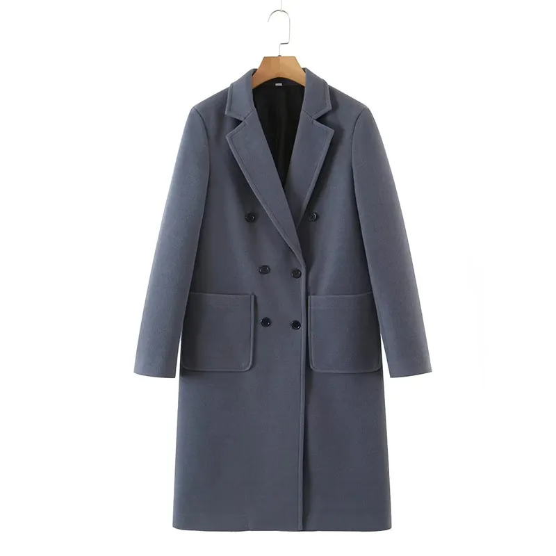 Front Buttons Lapel Coat in Gray