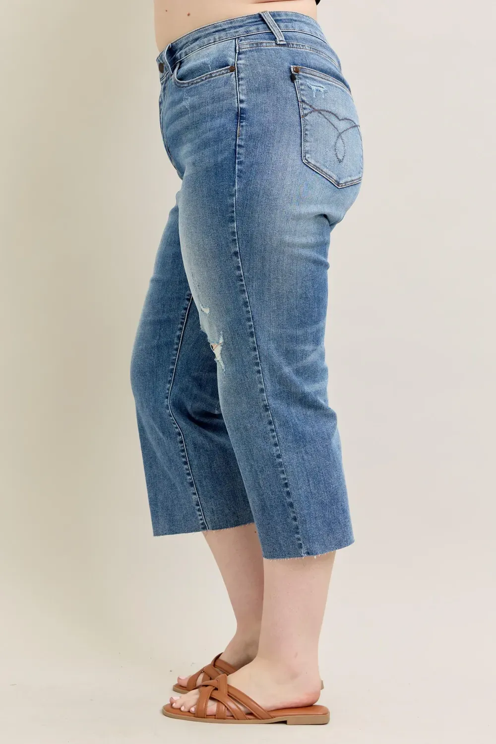 Daily Loose Worn-Out Holey Dark Blue Trousers