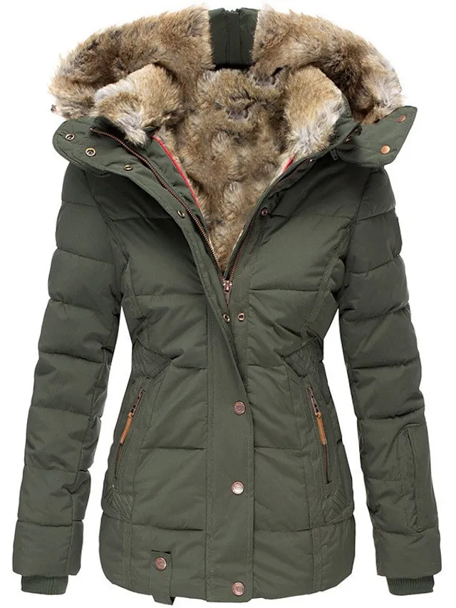 Women's Winter Parka Fleece Lined Puffer Jacket with Hood（🛒Clearance Sale🛒）