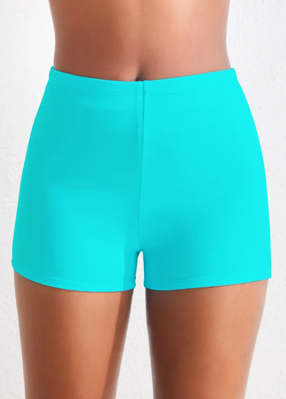Mid Waisted Peacock Blue Swim Shorts