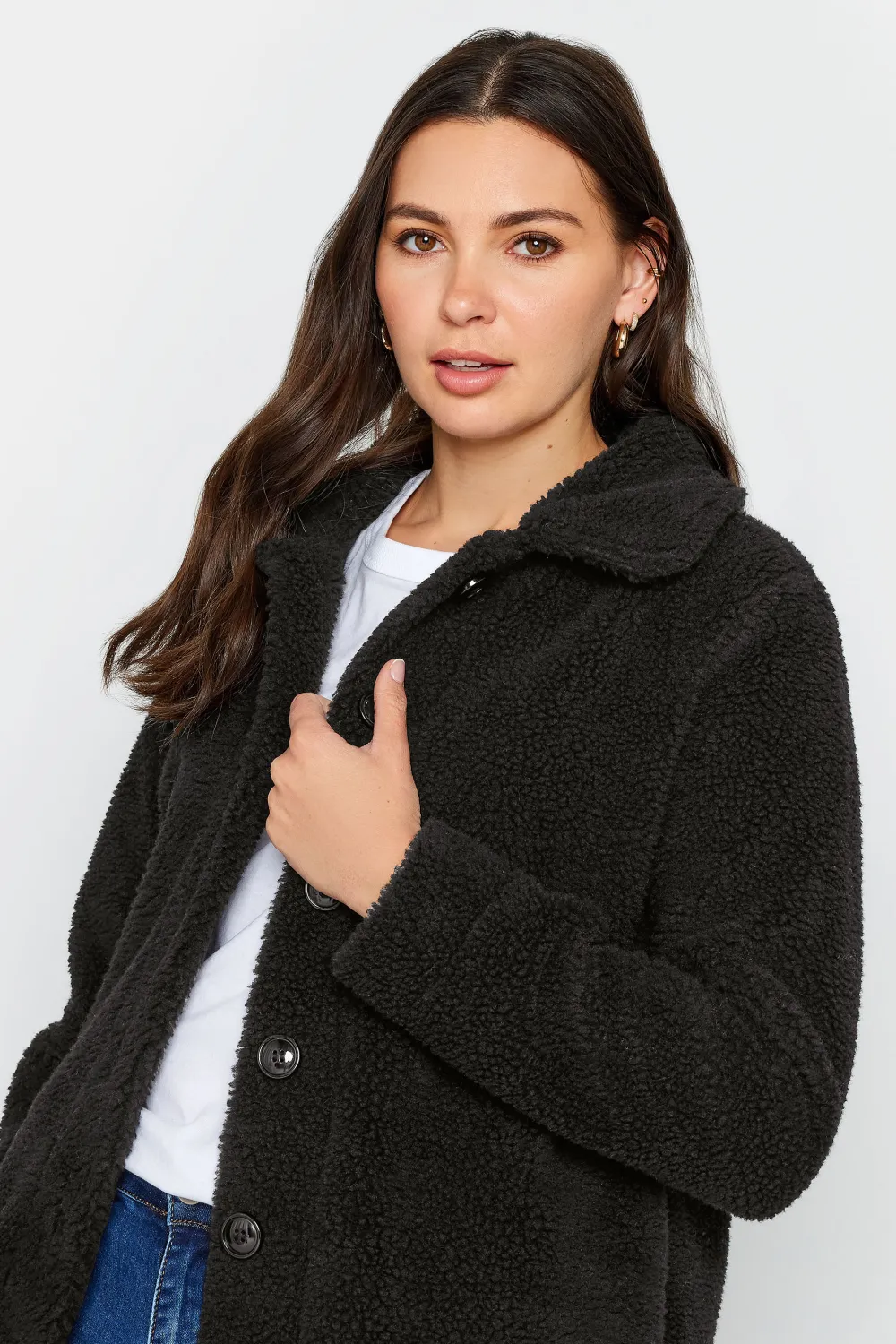 LTS Tall Black Teddy Fleece Jacket