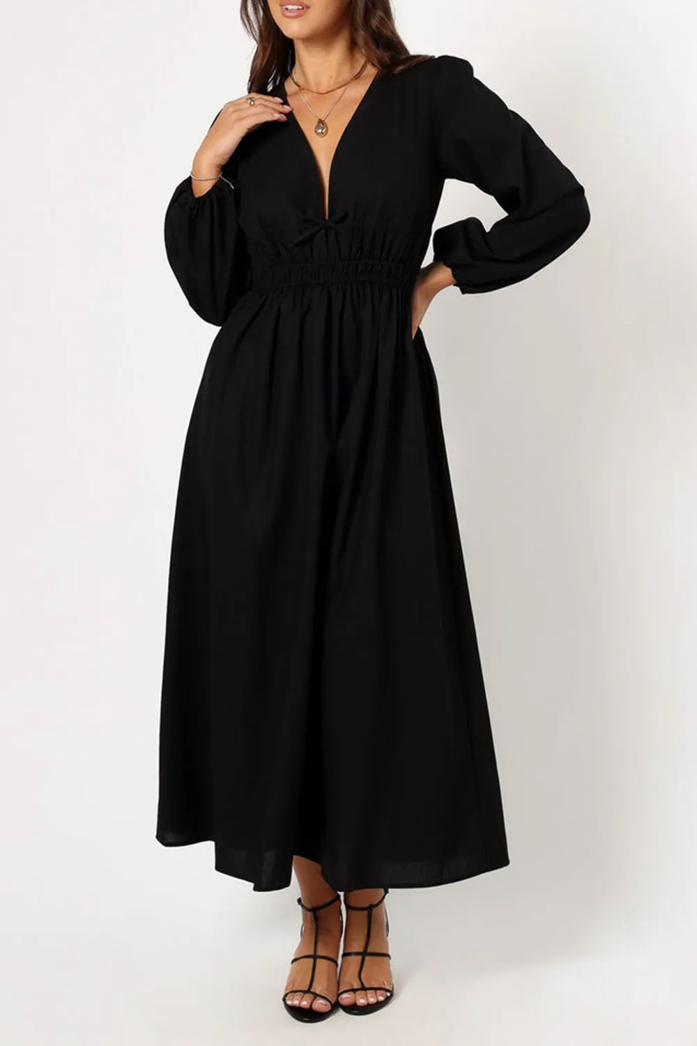 BLACK LONG SLEEVE MAXI DRESS