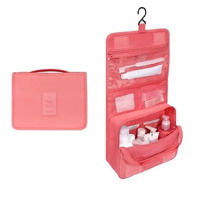 Women's Girls' Cosmetic Bag Oxford Cloth Party Daily Holiday Zipper Large Capacity Waterproof Foldable Embroidery Wine Pink Dusty Rose