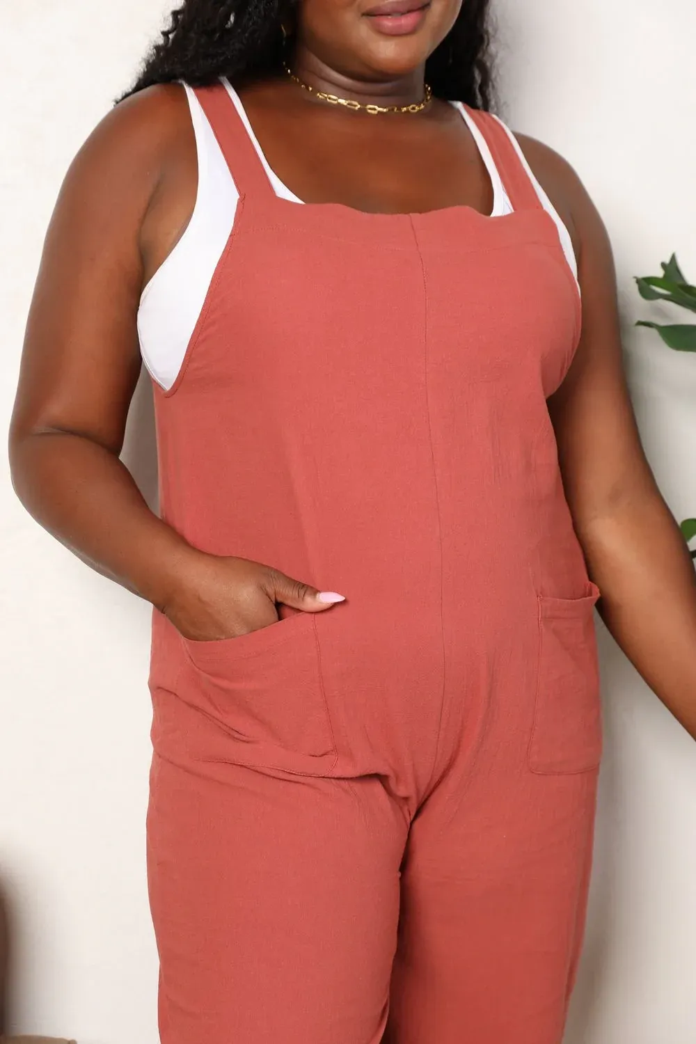 Red Orange Loose Soft Breathable Jumpsuit