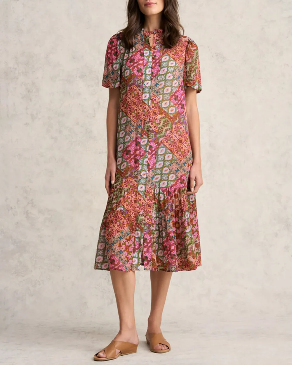 Georgette Flutter Sleeve Dress