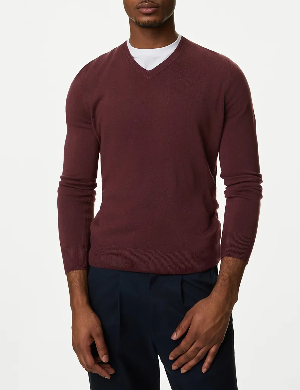 V-neck Long-Sleeved Knitted Sweater