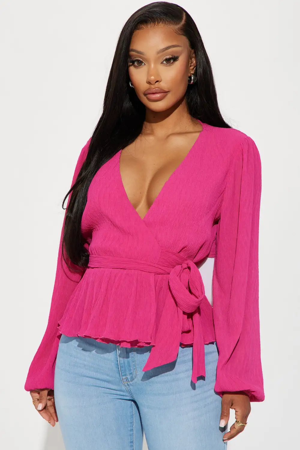 Play Time Pleated Blouse - Fuchsia