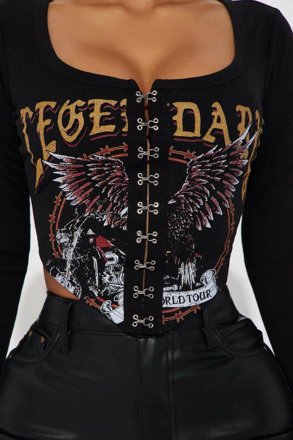 She's Legendary Long Sleeve Corset - Black