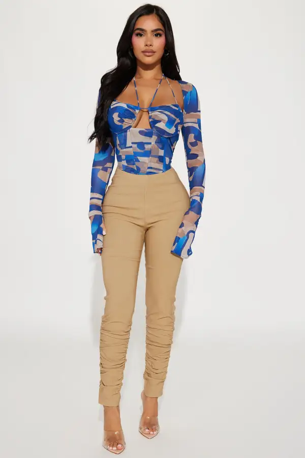 Myra Mesh Corset Top - Blue/combo