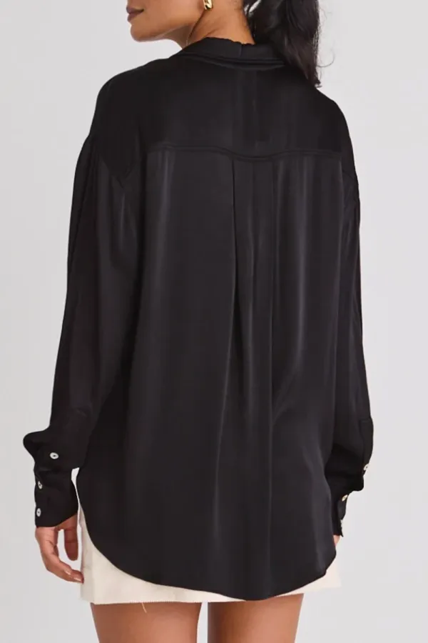 Black Satin Oversized Shirt