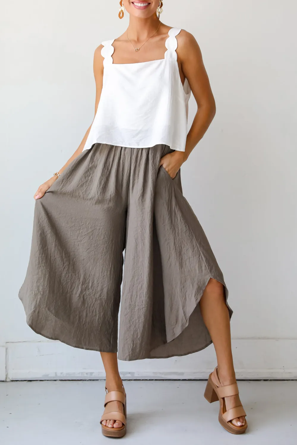 Carefree Energy Mocha Wide Leg Pants