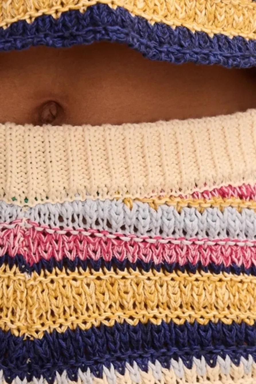 Ribbed Waist Multi Com Crochet Short