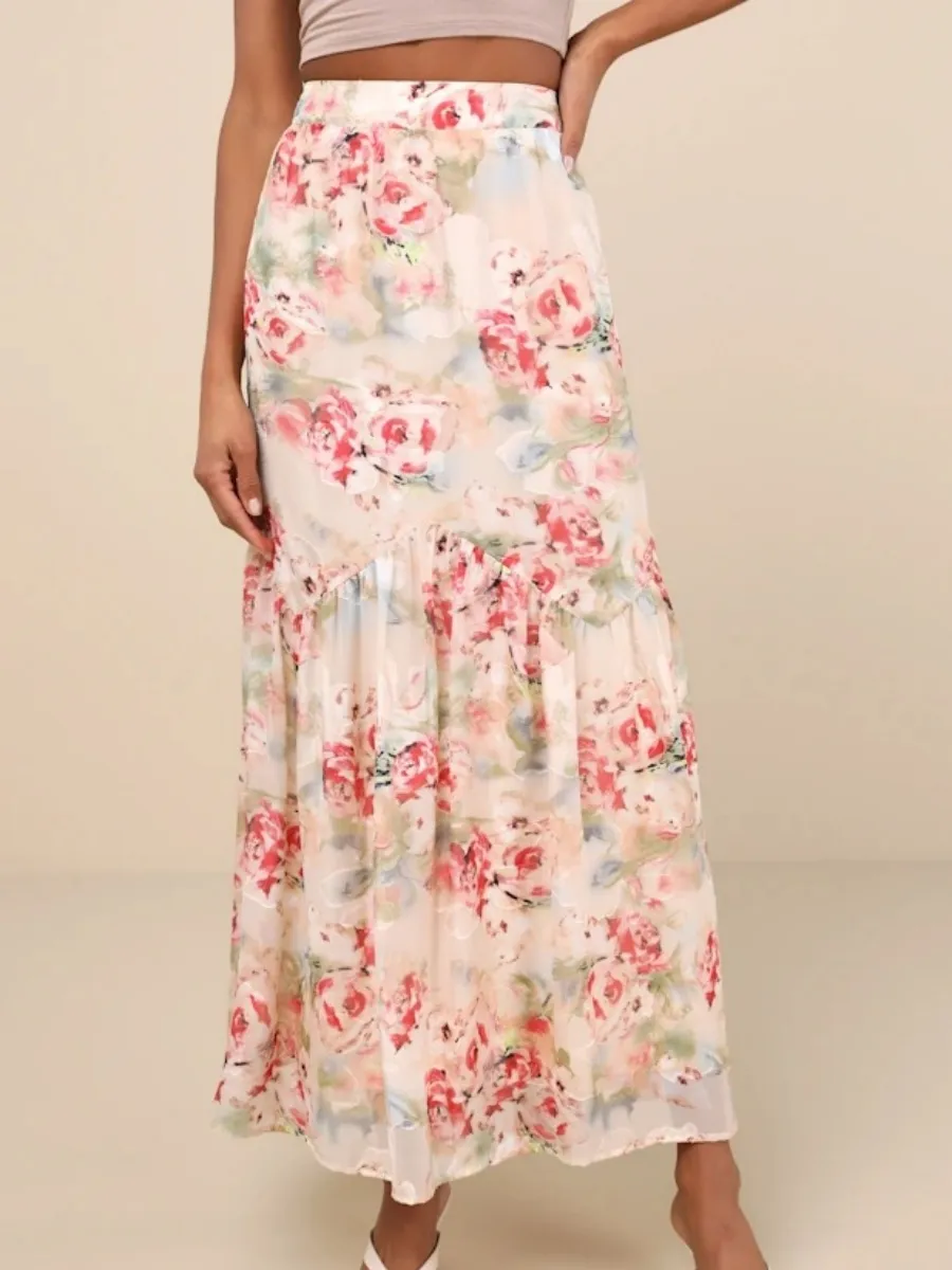 Flower Printed Maxi Skirt