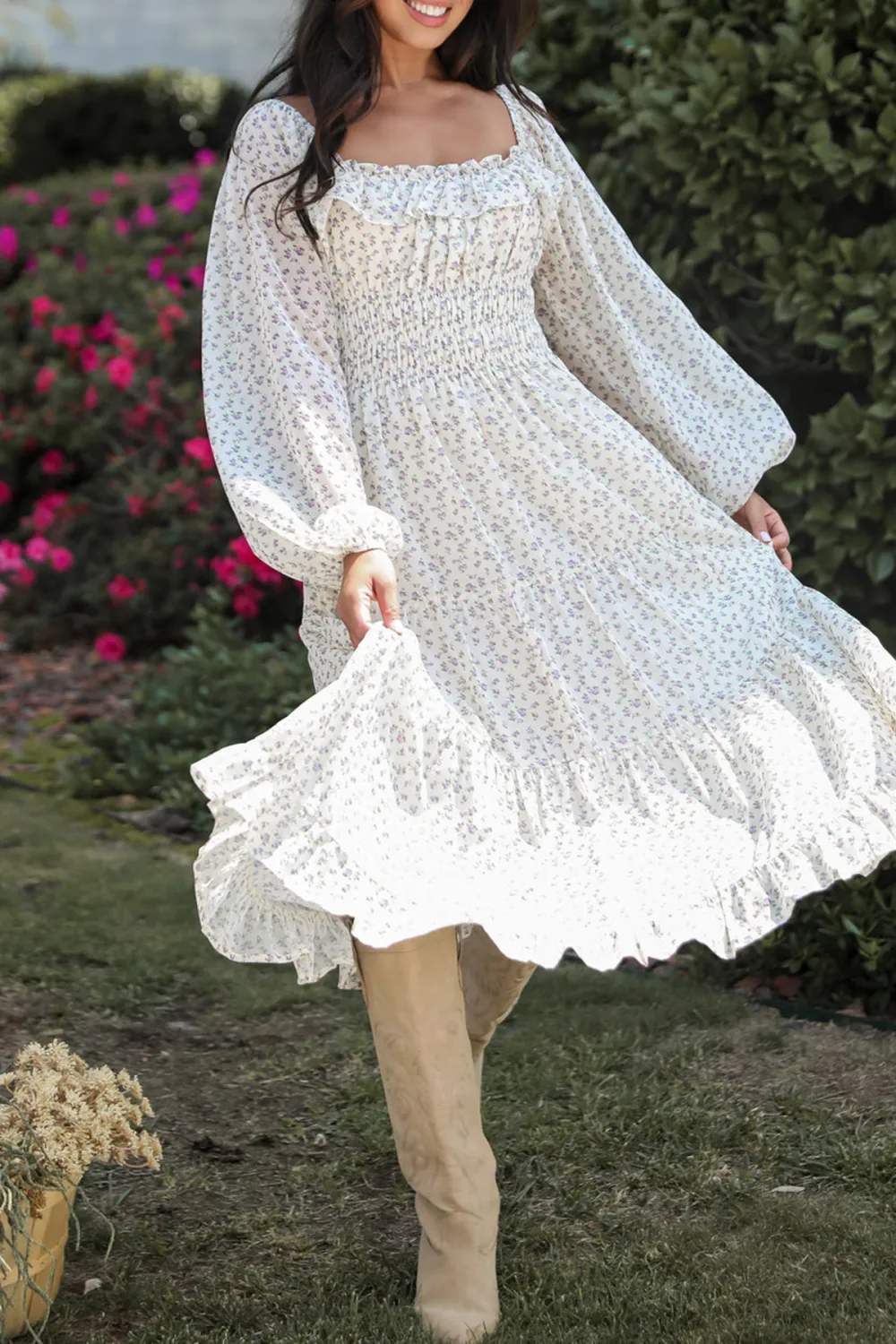 Endearing Appeal Cream Floral Midi Dress