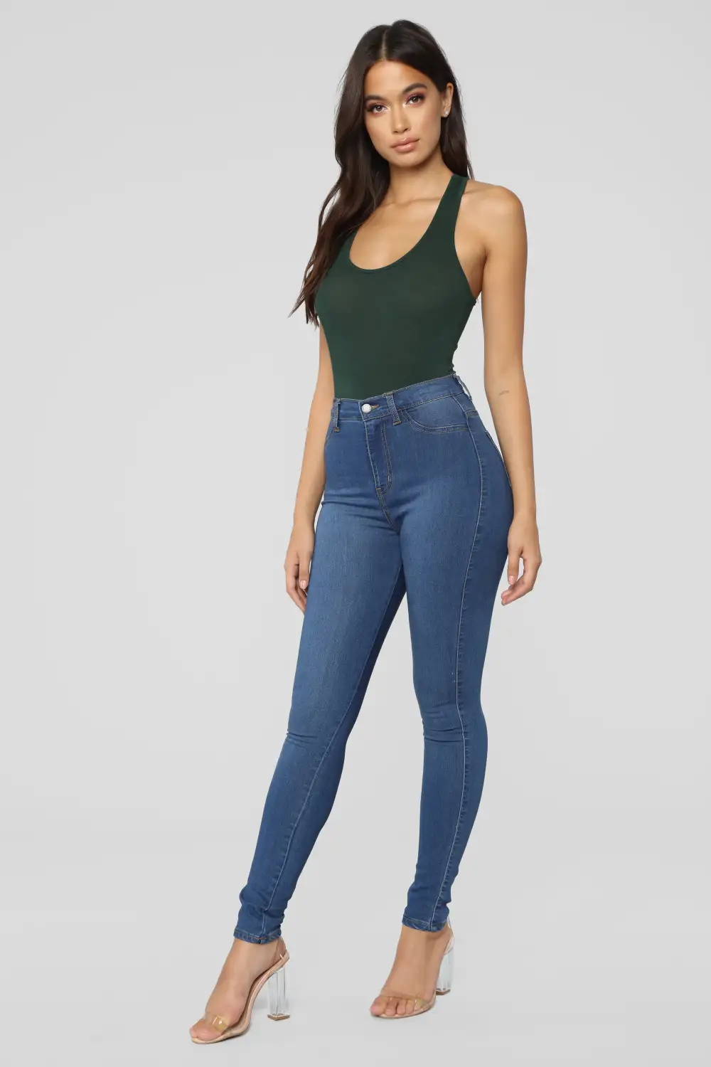 Davina Basic Tank Bodysuit - Hunter