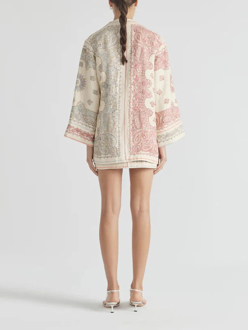 Casual Style Multi Long Sleeve Mini Robe