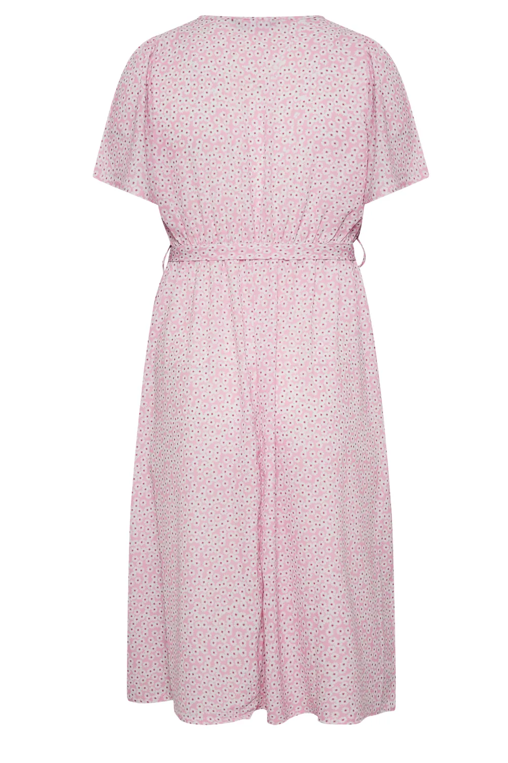 YOURS Curve Pink Ditsy Floral Print Wrap Dress
