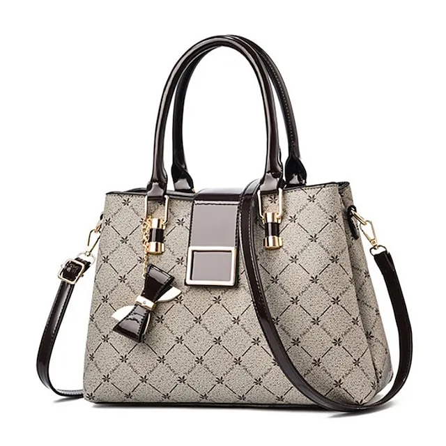 Women's Handbag Crossbody Bag PU Leather Daily Bowknot Large Capacity Plaid dark maple leaf with coffee Light Maple with Naturals Dark Maple with Naturals