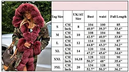 Womens Hooded Camouflage Warm Winter Coats Faux Fur Jacket Parka Overcoat