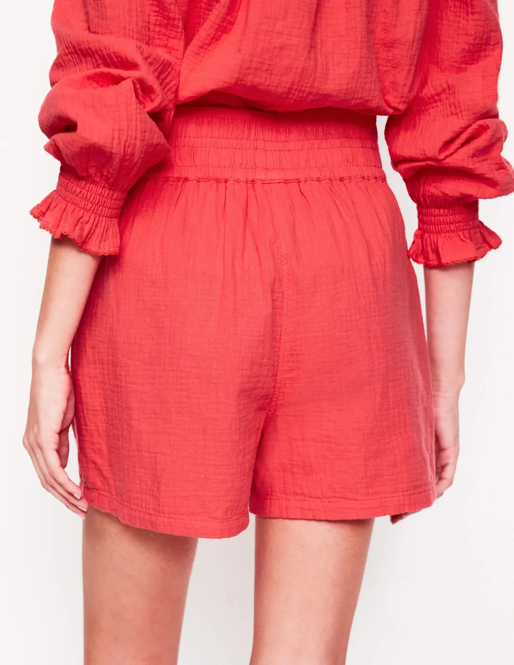 Smocked Double Cloth Shorts