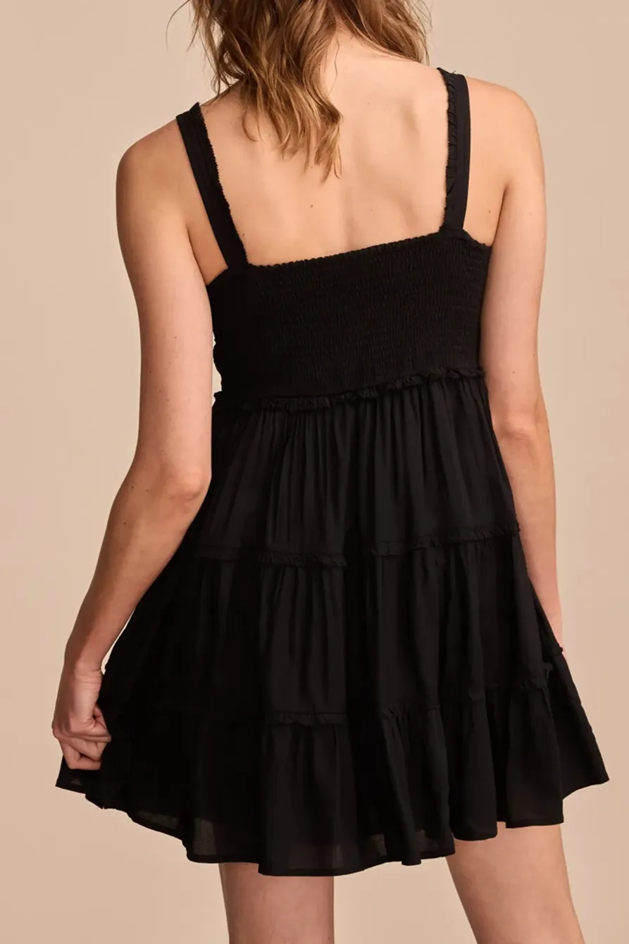 Tiered Ruffle Corset Midi Dress