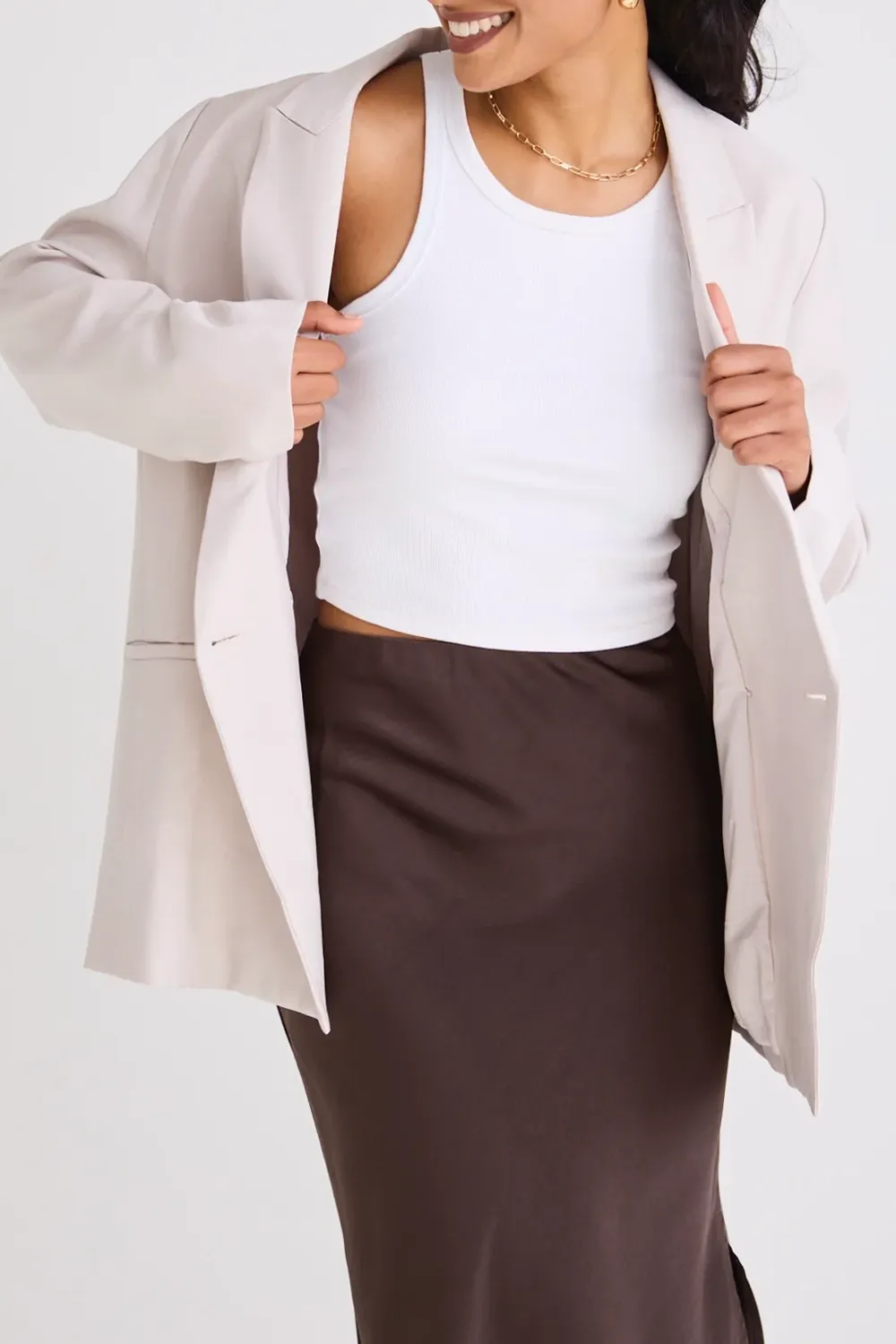 Light Pink Linen Longline Blazer