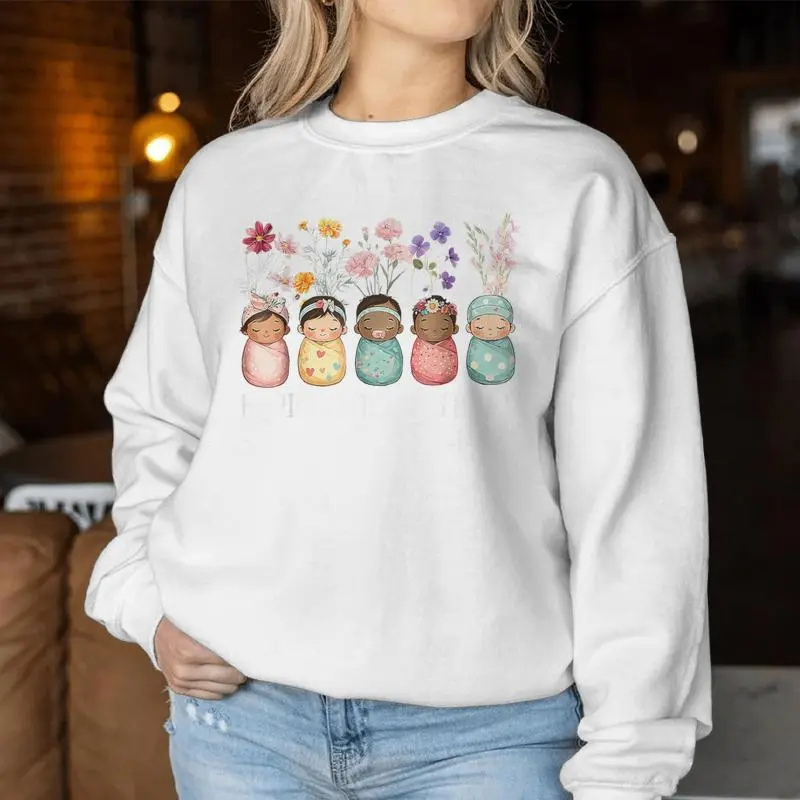 Helping Little Ones Bloom Nicu Nurse Baby Flower Women Sweatshirt