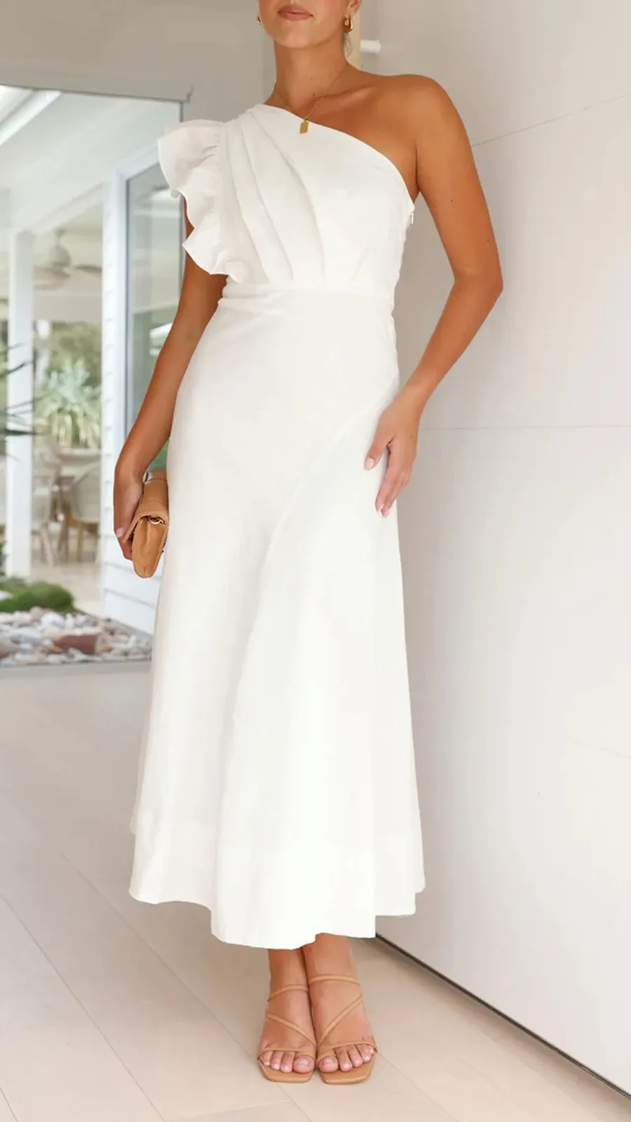 Ruffle Sleeve Midi Dress