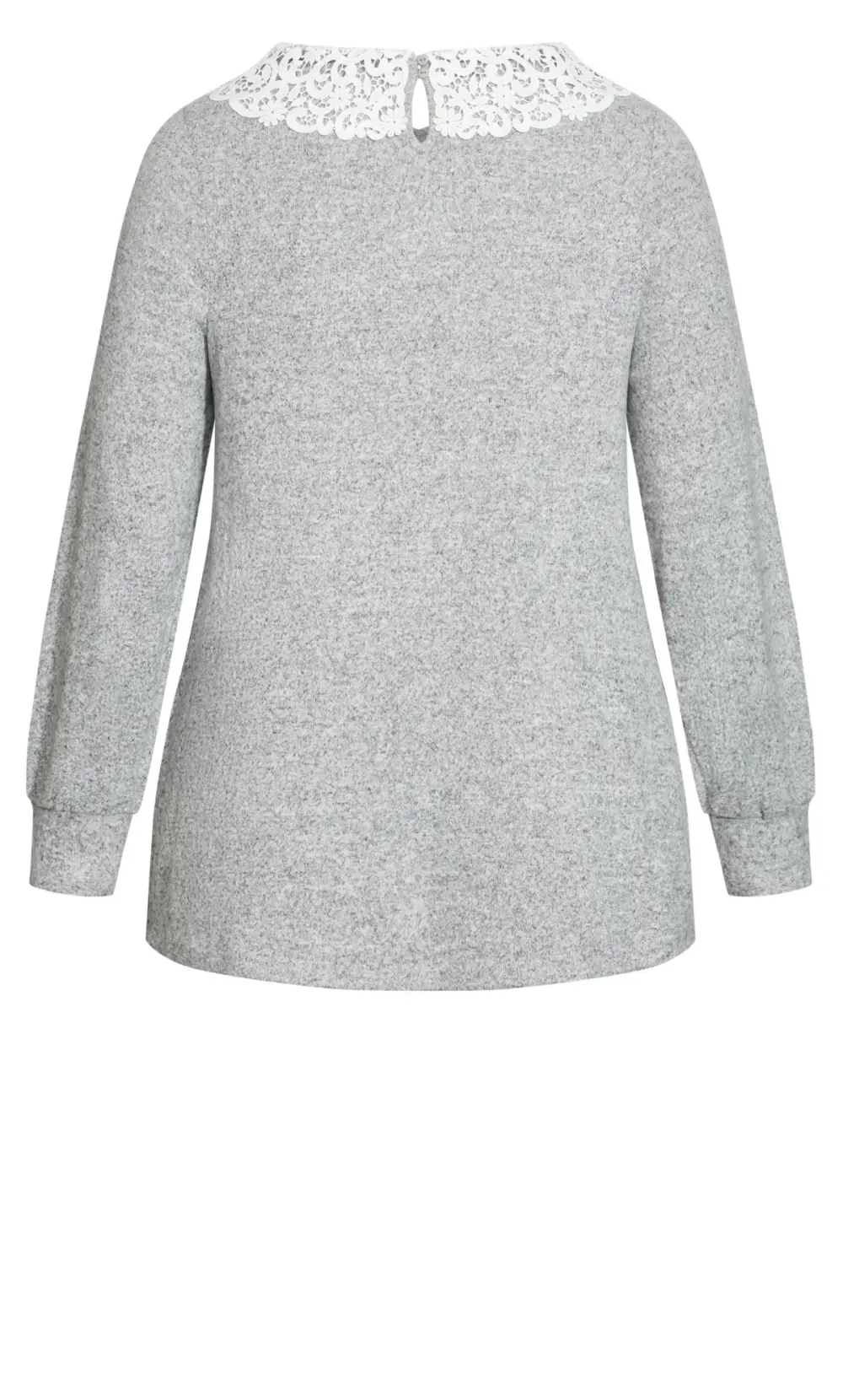 Evans Light Grey Lace Collar Soft Touch Jumper