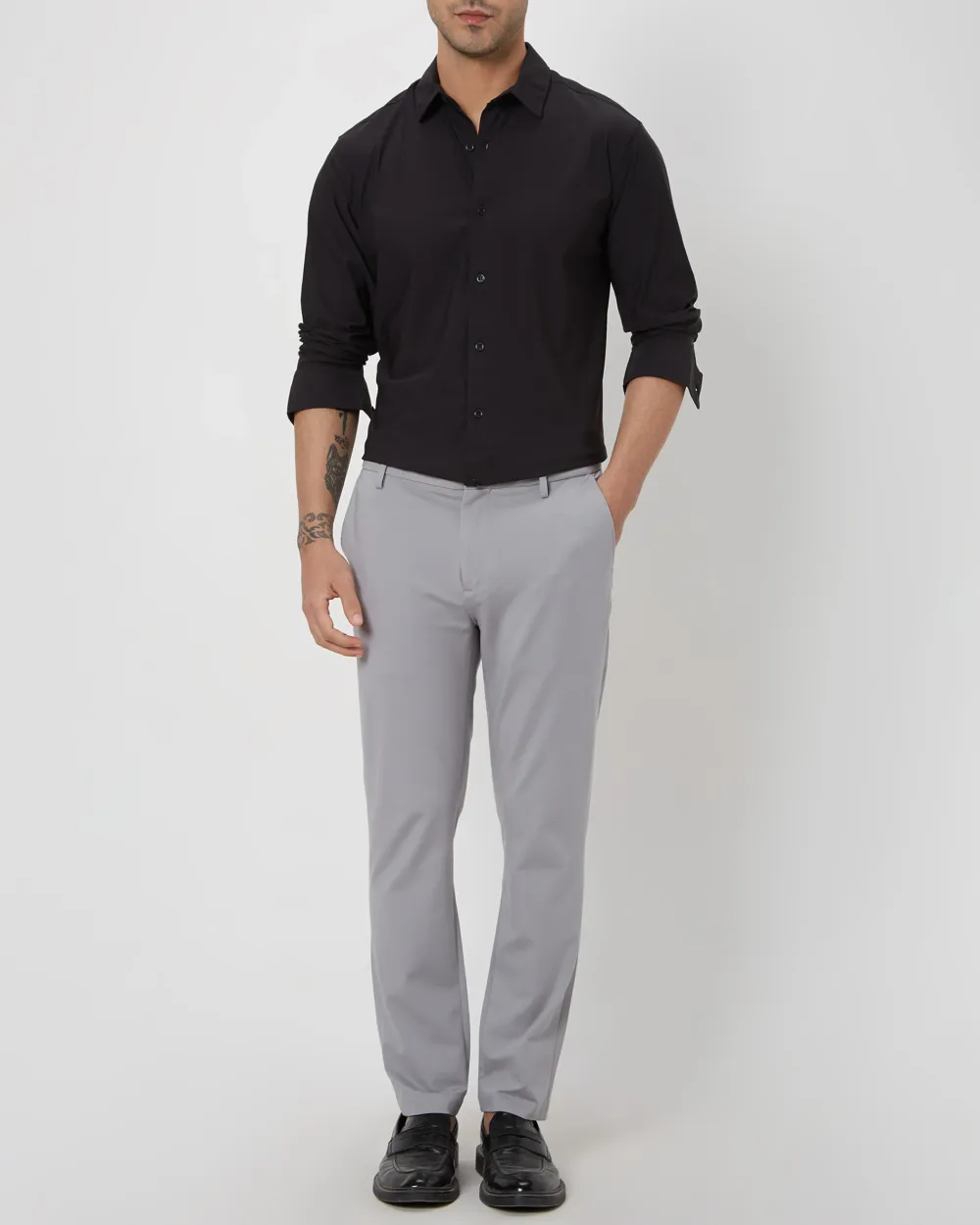 Simple And Comfortable Slim-Fit Breathable Black Shirt