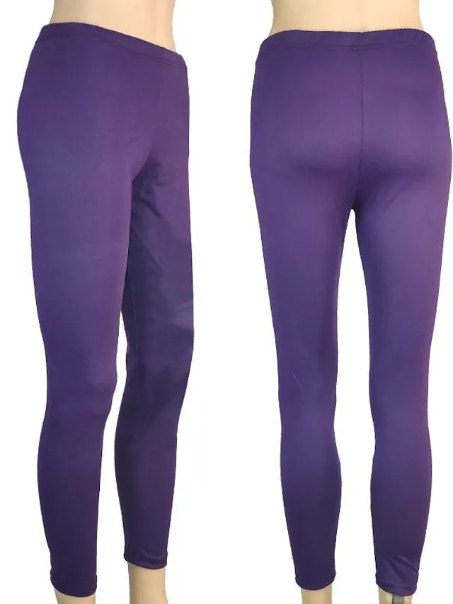 Women's Solid Leggings Lake blue Sapphire Wine Red Mid Waist Fashion Tights Casual Weekend High Elasticity Full Length Tummy Control Plain S M L XL 2XL / Skinny