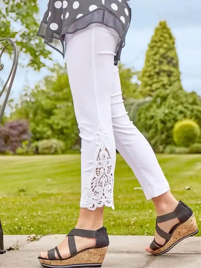 Ladies Patchwork Lace Casual Pants