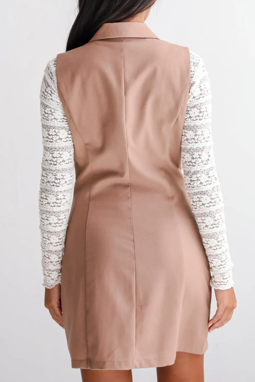 Bold Moves Mocha Sleeveless Blazer Mini Dress