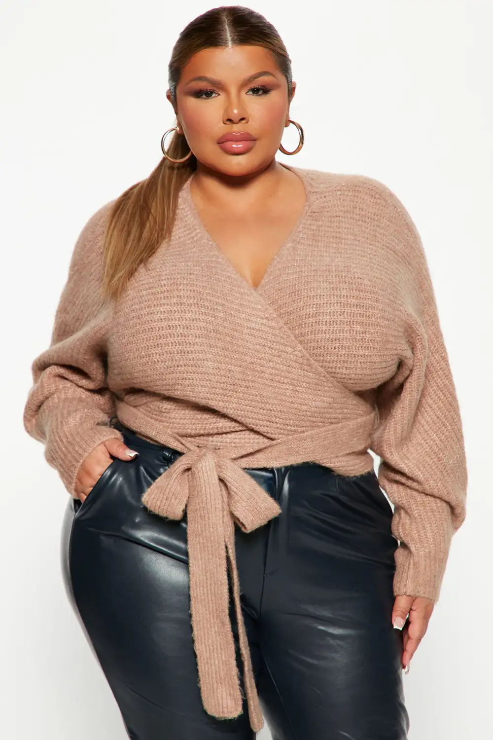Under Wraps Rib Knit Sweater - Mocha