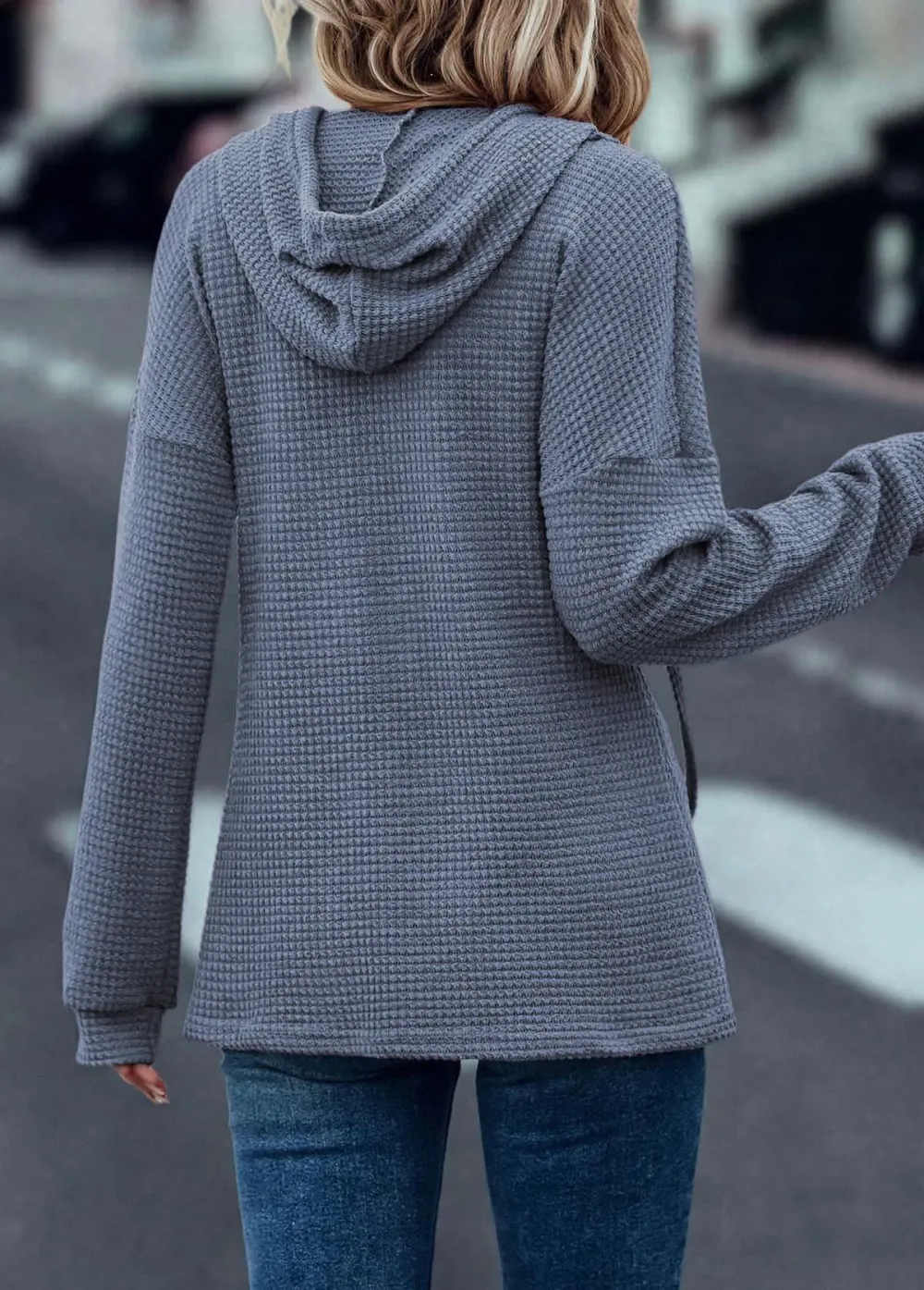 Dark Reddish Purple Drawstring Long Sleeve Hoodie