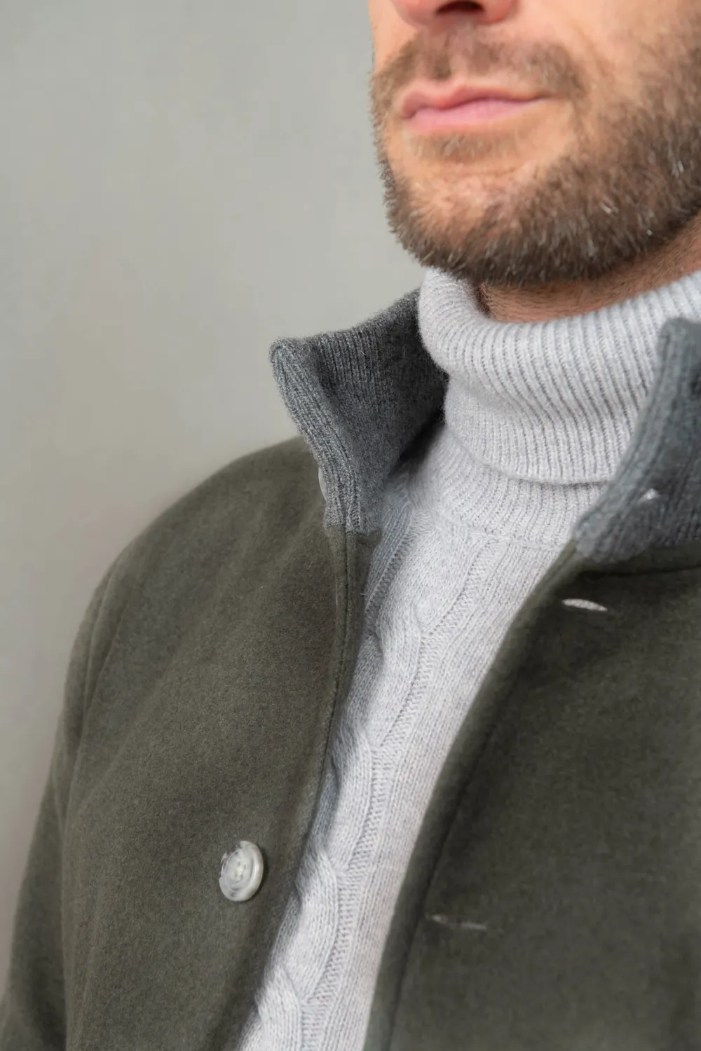 Green Super 180'S Wool Flannel Bomber Jacket