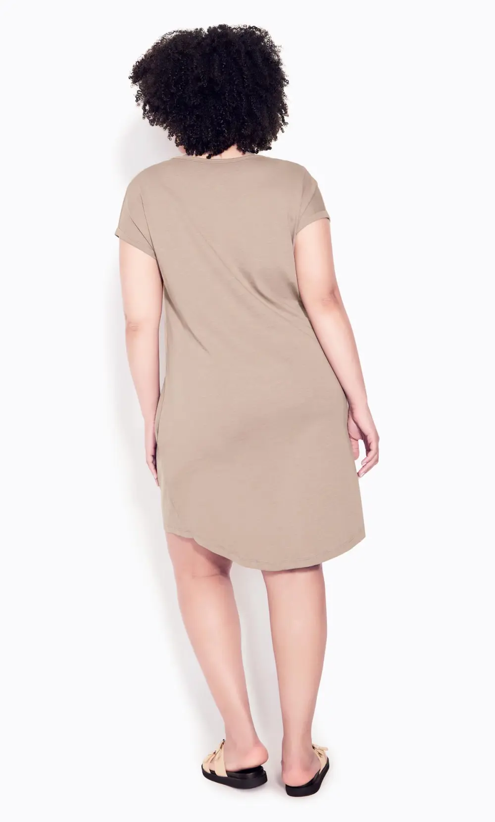 Evans Beige Brown Pocket Detail T-Shirt Dress