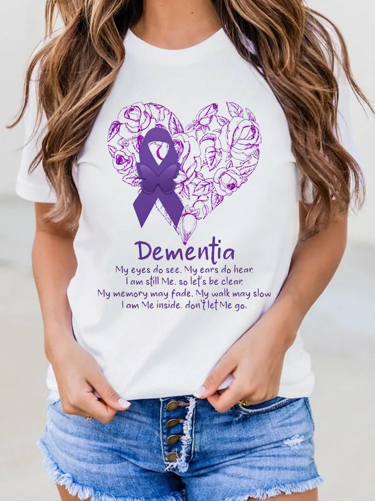 Women's Alzheimer's Awareness Floral Print T-Shirt