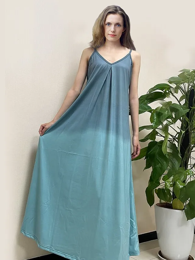 Women's Casual Dress Slip Dress Boho Dress Long Dress Maxi Dress Purple Pink Yellow Sleeveless Color Gradient Slim Fall Spring Summer V Neck Basic Daily Vacation Summer Dress 2023 S M L XL XXL 3XL