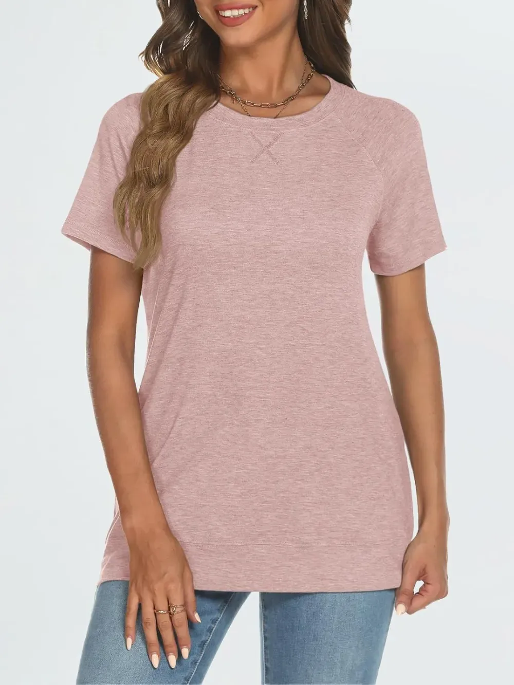 AUTOMET T Shirts Short Sleeve Crewneck Tees for Women Trendy Lightweight Soft Casual Summer Tops Clothes 2024