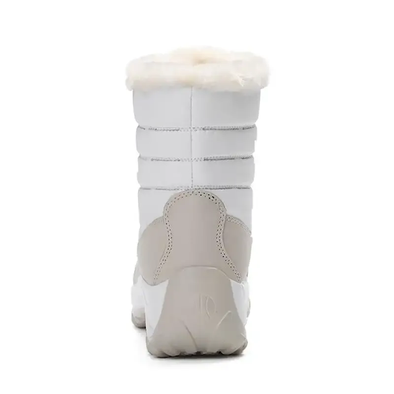 New Fashion Winter Fur Lining Lace Up Waterproof Mid-Calf Boots