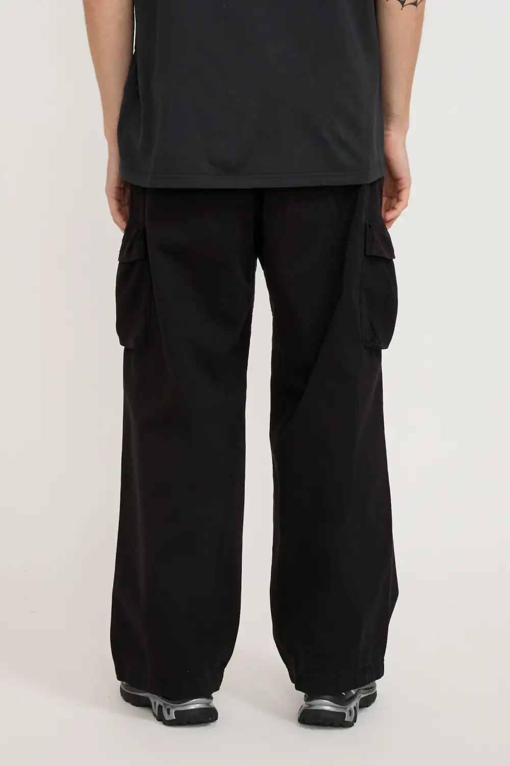 Black Straight-Leg Cargo Trousers