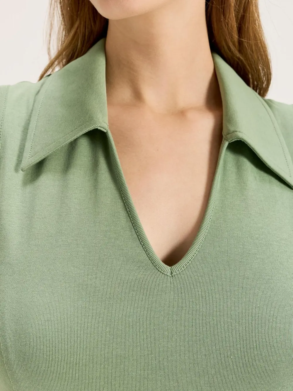 Green Polo Neck Cotton Dress