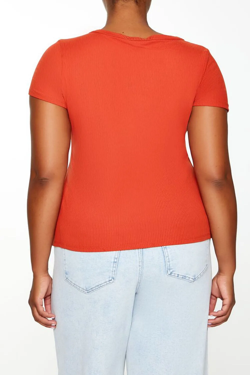 Plus Size Ribbed Henley T-Shirt